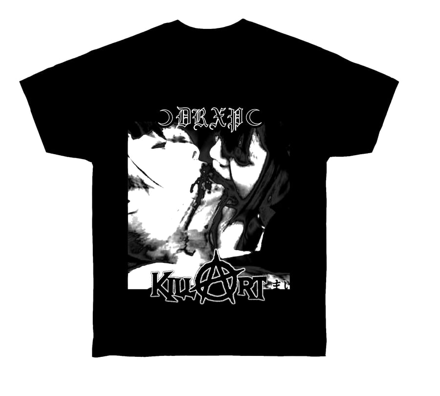 Image of BLOOD KISS TEE BLACK AND WHITE