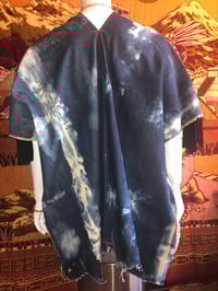 Image 5 of Dazo62 Custom Made Turkish Denim Poncho, Bleached Pattern W/Black Suede Accent 