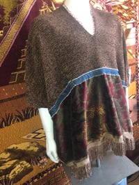Image 2 of Dazo62 Custom Made RL Velvet &  Brown Chenille Fabric W/Roped Fringe & Denim Accent 