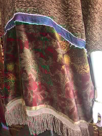 Image 3 of Dazo62 Custom Made RL Velvet &  Brown Chenille Fabric W/Roped Fringe & Denim Accent 