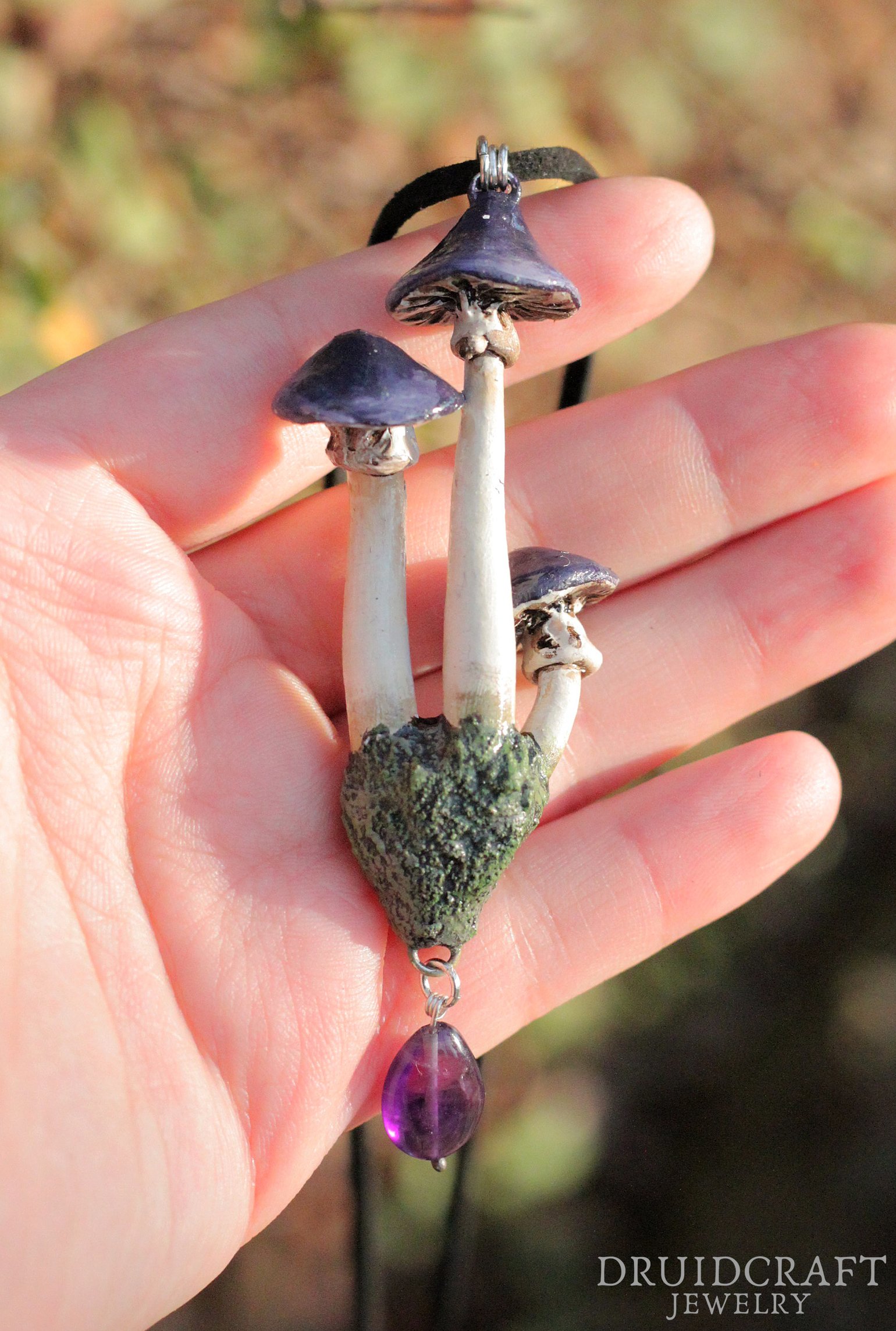 Image of Triple Purple Mushroom Necklace (Made to order)
