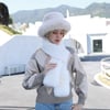 Faux Fur Fluffy Bucket Hat with Scarf Set