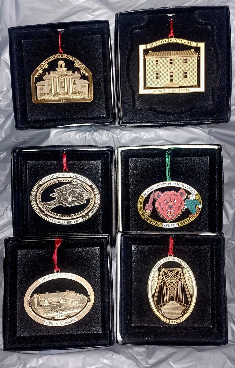 Complete Ornament Set includes 6 ornaments Bland Co Historical Society