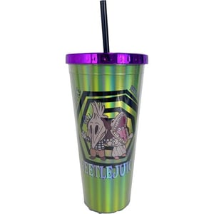 Image of Beetlejuice Adam and Barbara 20 oz. Foil Travel Cup with Straw