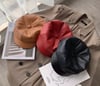 Leather Beret with Brim Octagonal 
