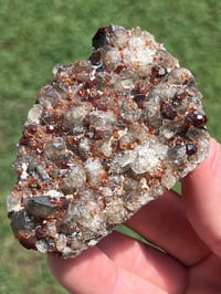 Image 7 of Smoky Quartz & Garnet Cluster On Feldspar Matrix #2484
