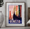 Venezia | Venice | 1928 | Vintage Travel Poster | Wall Art Print | Home Decor