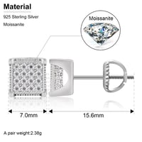 Image 4 of Square Moissanite Diamond Earrings