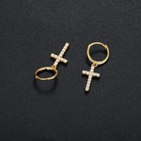 Image 2 of Religion Cross Moissanite Diamond Earrings