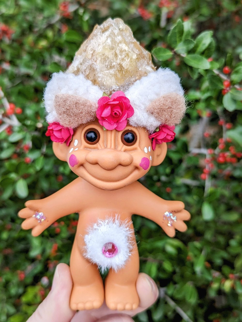 Citrine Golden Amethyst Teddy Bear Crystal Troll 6