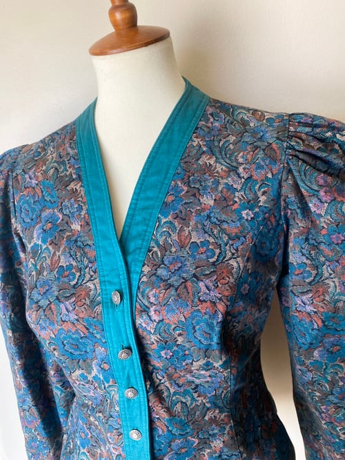 Image of Vintage Anazette Tapestry Puff Sleeve Blazer