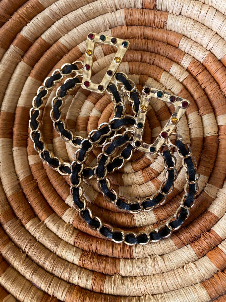 Image of Modern Chain Hoops W/ Colorful Gems