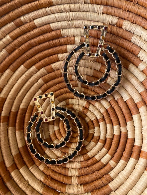 Image of Modern Chain Hoops W/ Colorful Gems