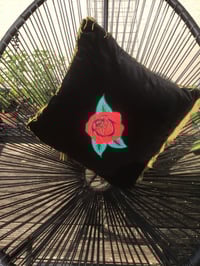 Image 2 of Black Velvet Red Rose Cushion Cover