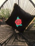 Black Velvet Red Rose Cushion Cover Image 2