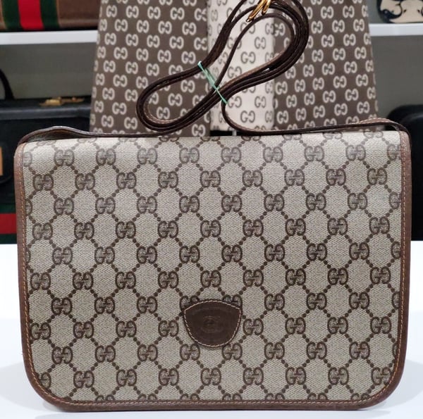 Image of Vtg. Gucci Brown Monogram Shoulder Bag
