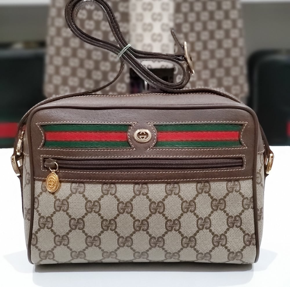 Image of Vtg Gucci Brown Monogram Shoulder Bag