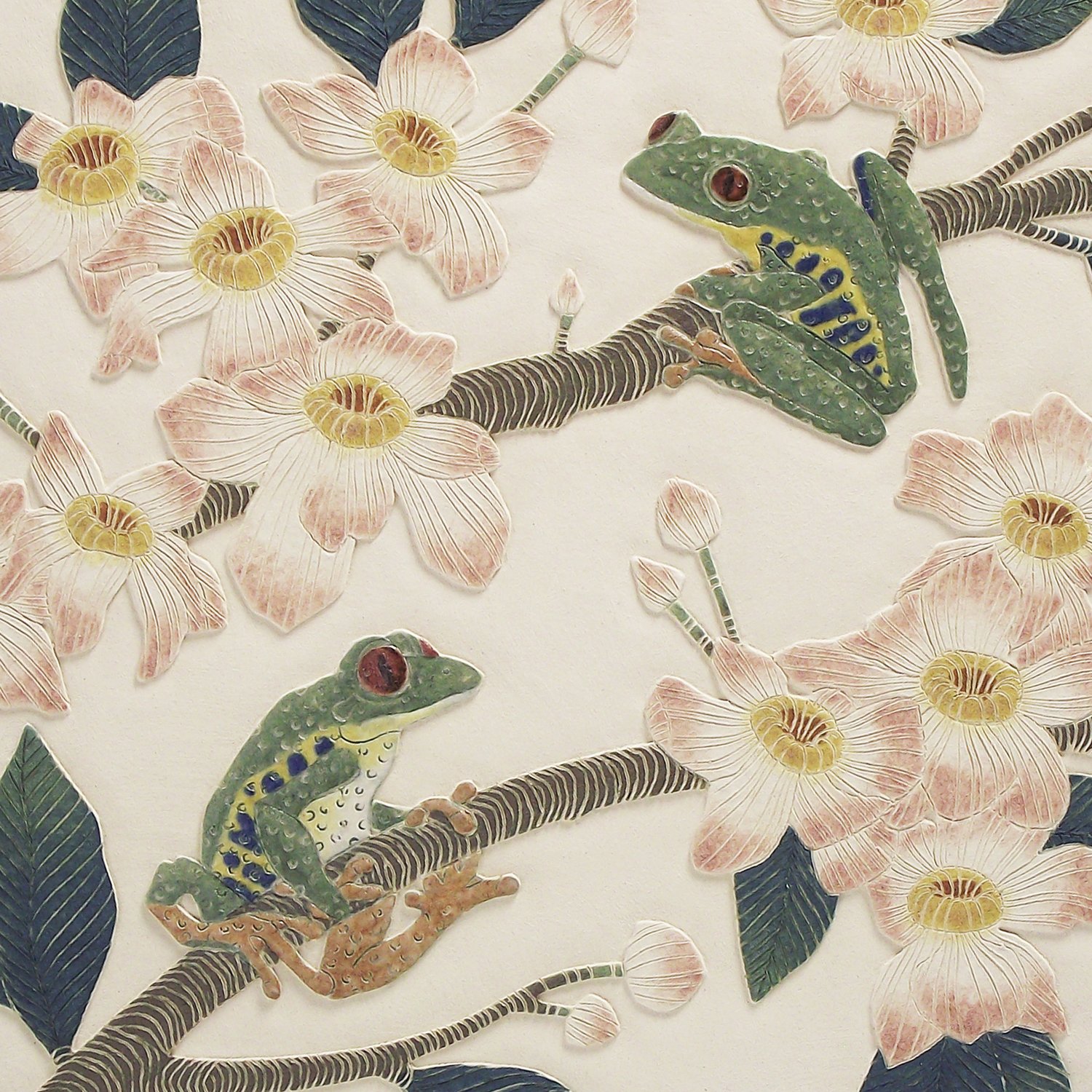 Image of Red eyed tree frogs art card