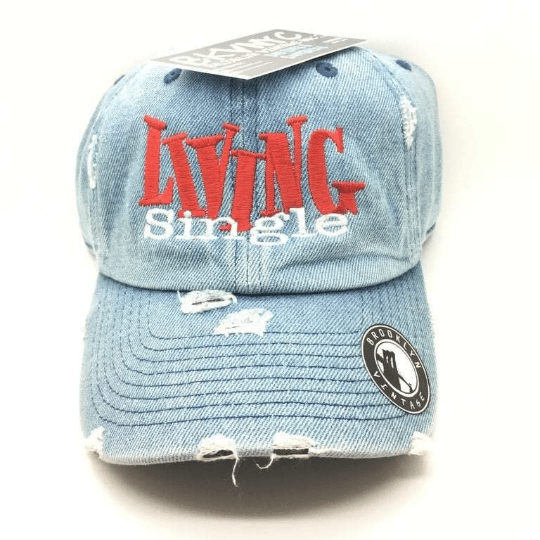 Image of Denim Distressed Living Single TV Show 90s Sitcom Dad Cap Hat Embroidered