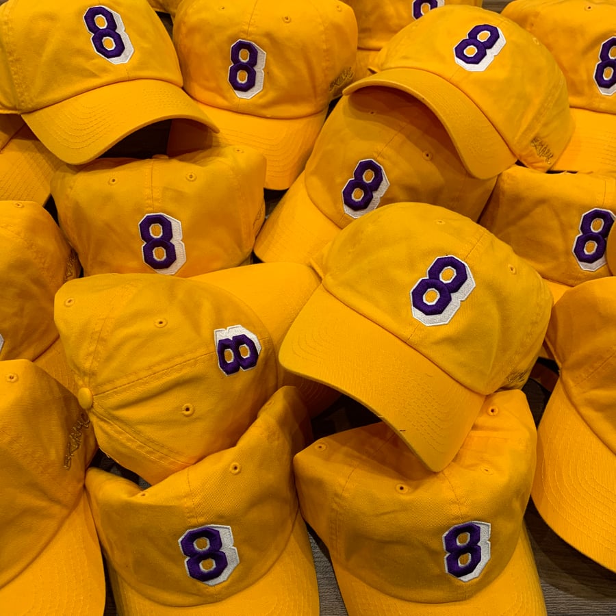 Image of Gold Yellow Kobe Number 8 90s Basketball Dad Cap Hat Embroidered