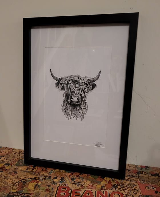 Image of Highland Cow - A4 framed edition