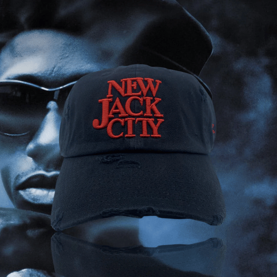 Image of Black Distressed New Jack City Dad Cap Hat 90s Movie