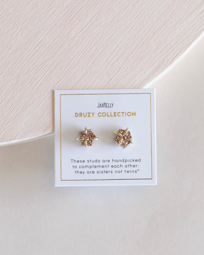 Image of Druzy Prong Earrings - Rose Gold