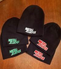 Image 4 of Metal Sludge Beanie with Neon Green or Black Embroidered Logo, order includes Gtr Picks!