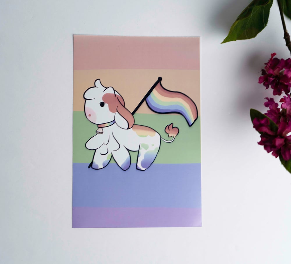 Image of Rainbow Pride Cow Mini Print 