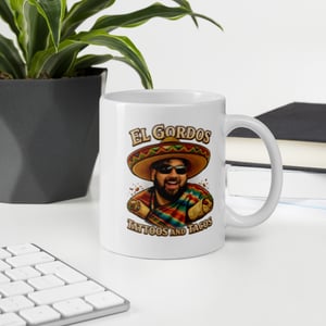 Image of White glossy El Gordos Tattoos and Tacos