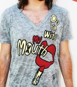 Image of Do Ya w/My Mouth Burnout V-Neck T-Shirt Grey S-L! 