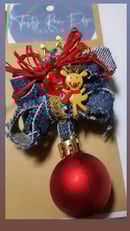 Image 2 of Tasty Raw Edge Denim Queen-Reindeer Ornament Pin