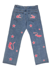 🎆y2k wide leg jeans🎆 (Mew Pokemon) 🎀Pink Star🎀