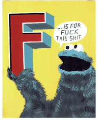 COOKIE MONSTER POSTER SIGNED 16 X 20 INCHES