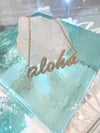 14k solid gold diamond script aloha necklace 