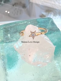 Image 1 of 14k solid gold diamond star open ring 