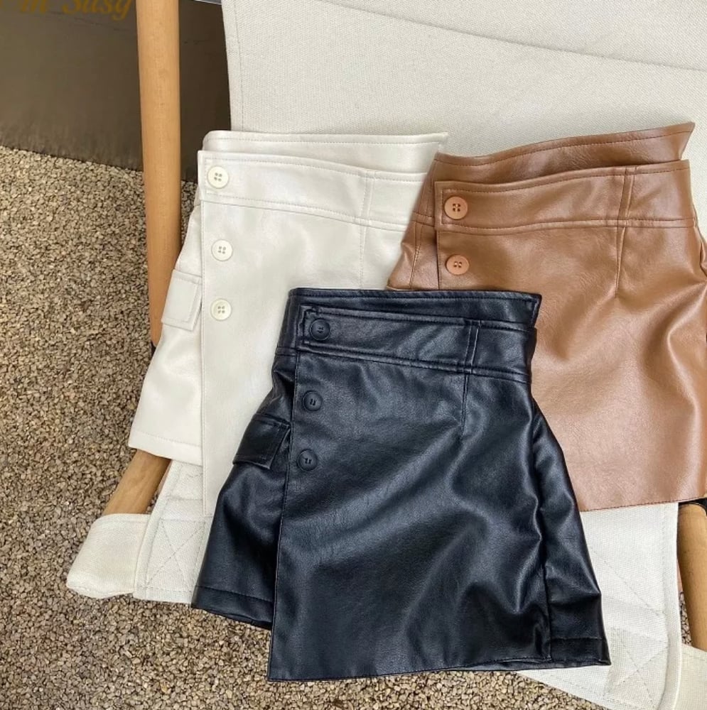 Image of Leather Wrap Shorts