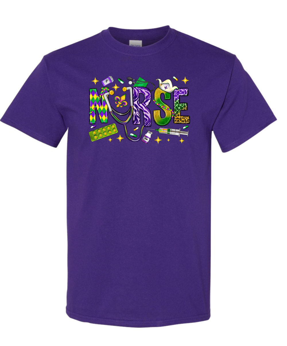 Image of Nurse Mardi Gras Tee