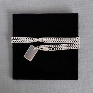Image of Classic Curb x Rectangle Tag 950 silver chain necklace