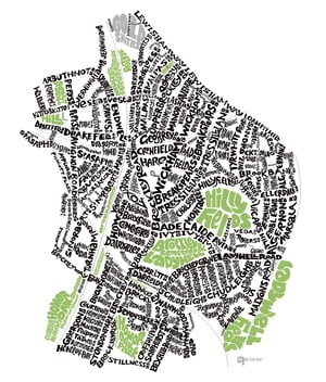 Image of Brockley & Crofton Park SE4 - Typographic Street Map