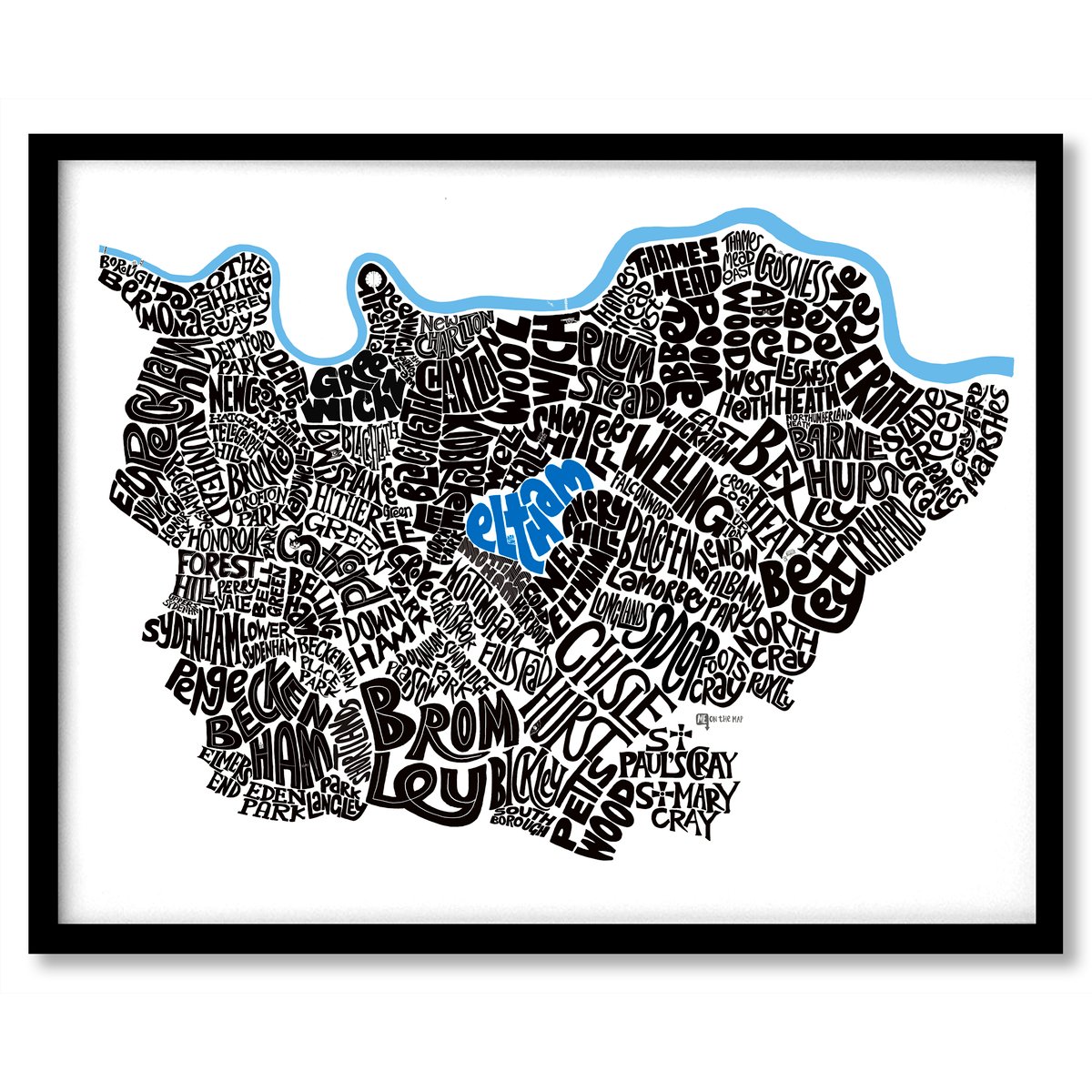 Image of South East London Typographic Map