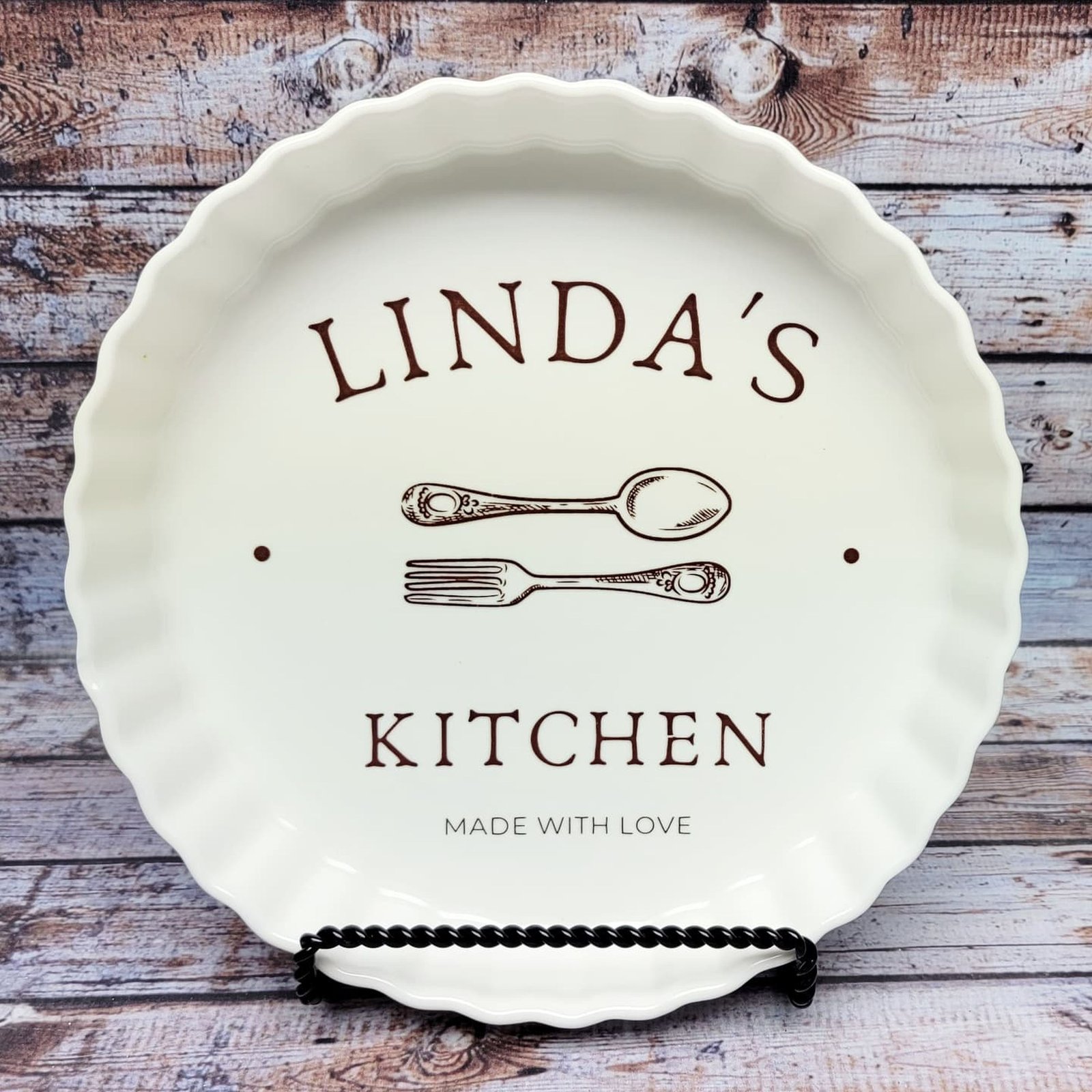 Delightful Stoneware Personalized Pie Dish - Life Is Sweet at
