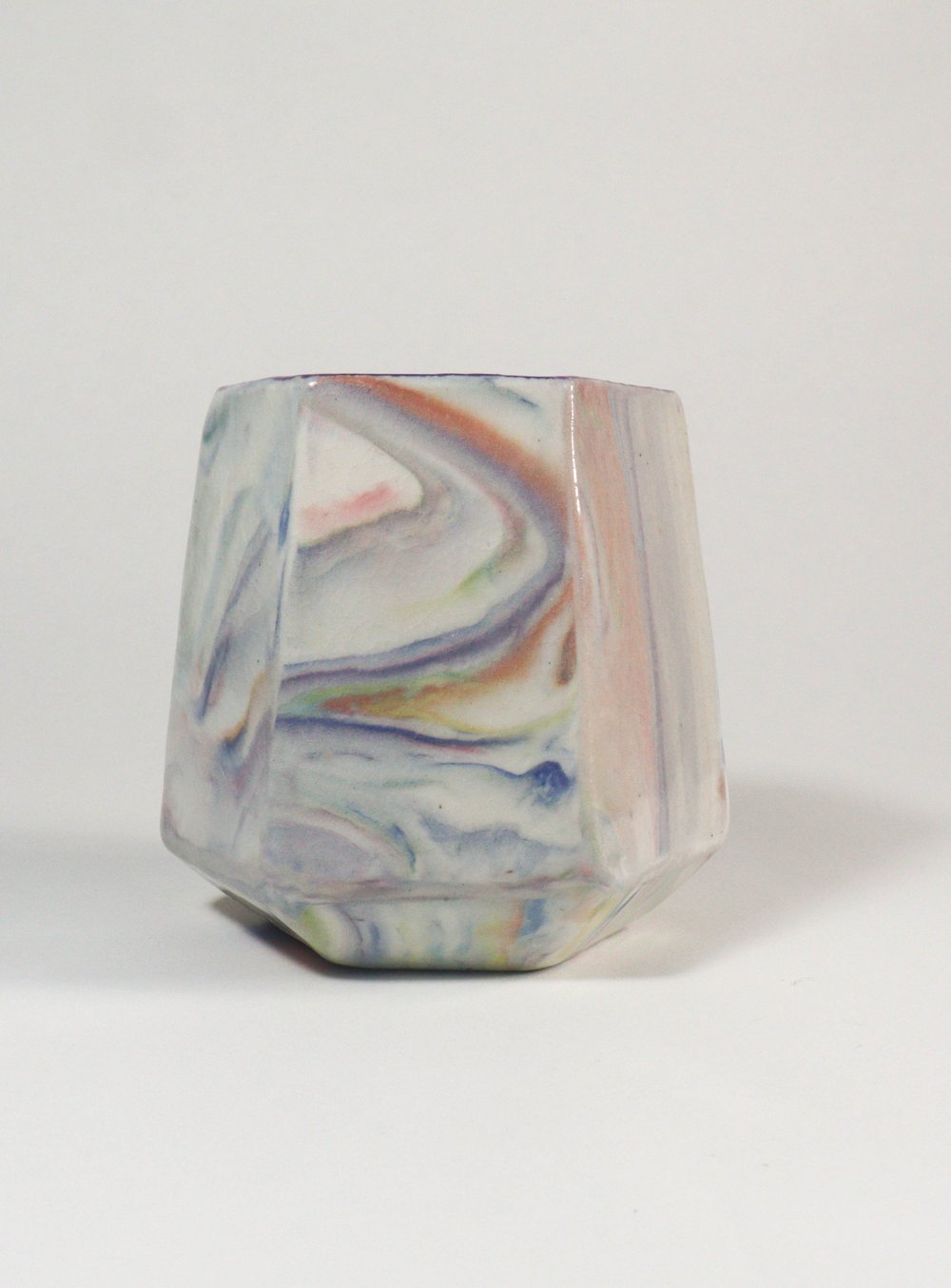 Image of Small Ceramic Rainbow Marble Planter