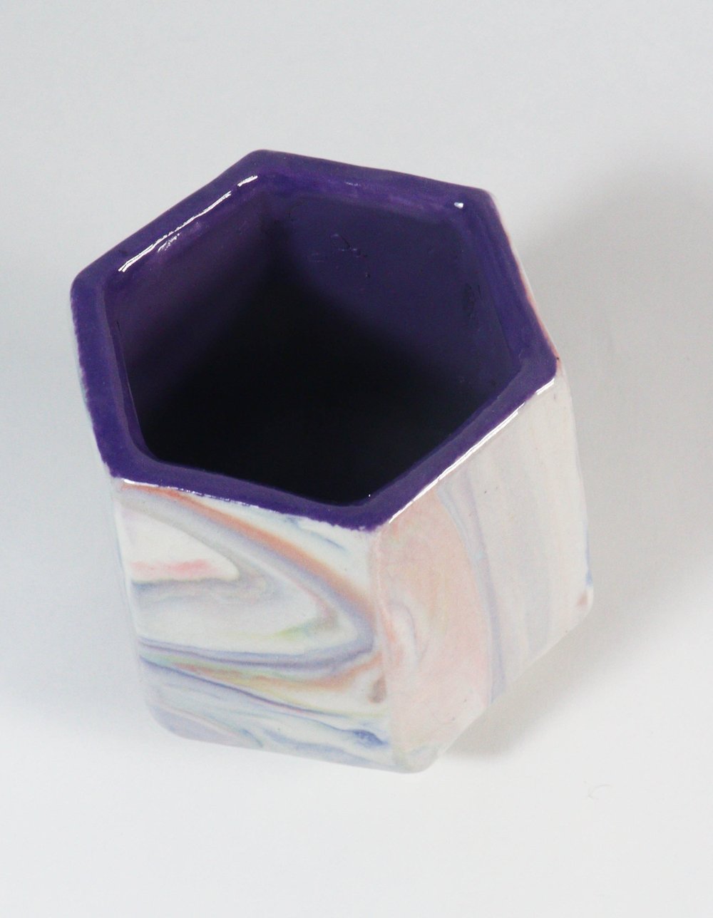 Image of Small Ceramic Rainbow Marble Planter