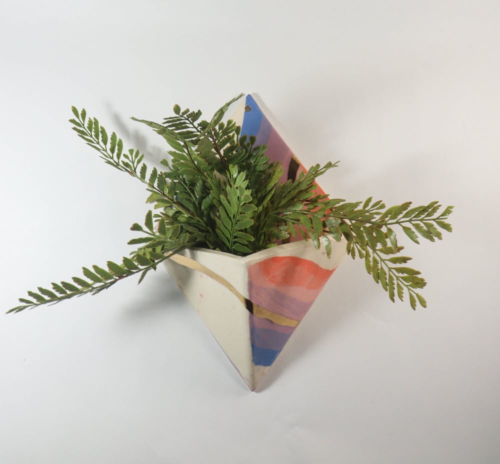 Image of Diamond Striped Nerikomi Wall Planter