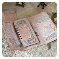 Image 4 of Altered art French Ephemera paper tag snippet lace Sample book 
