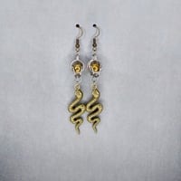 Crystalloid Agate + Bronze Snake Earrings