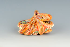 Image of XXXL. Agitated Pacific Octopus - Flamework Glass Sculpture Paperweight