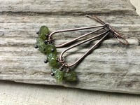 Image 3 of In Olive Green earrings * Raw Peridot and copper / n208