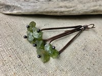 Image 2 of In Olive Green earrings * Raw Peridot and copper / n208